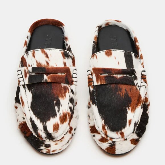 BRAND NEW Steve Madden RAFE BROWN COW PRINT Mules Size 10 - Picture 4 of 4